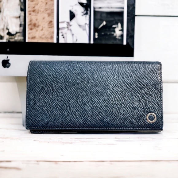 BVLGARI Handbags - Bulgari Bvlgari B Zero 1 Blue Pebbled Bifold Long Wallet EXCELLENT